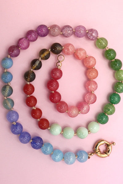 Natural Stone Semi-Precious Glass Mixed Necklace | 40NK9659