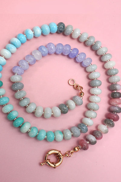 Natural Stone Semi-Precious Glass Mixed Necklace | 40NK9659
