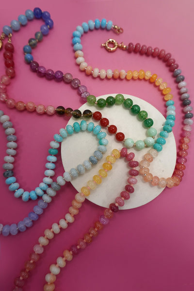 Natural Stone Semi-Precious Glass Mixed Necklace | 40NK9659