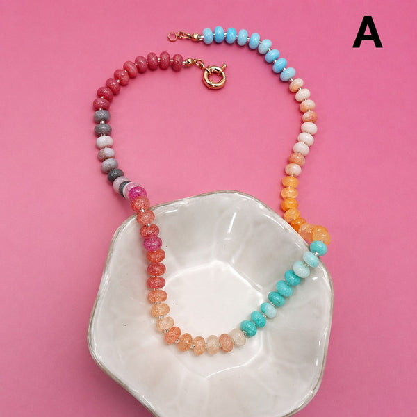 Natural Stone Semi-Precious Glass Mixed Necklace | 40NK9659