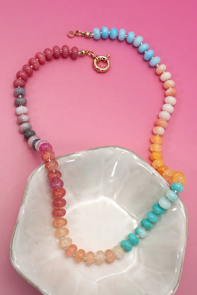 Natural Stone Semi-Precious Glass Mixed Necklace | 40NK9659