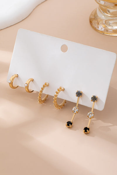 Gold-Tone Mixed Crystals & Black Gems Earring Set | 80E61607
