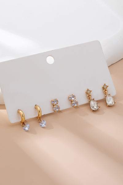 Trio Gold-Tone Crystal Drop Earring Set | 80E61606