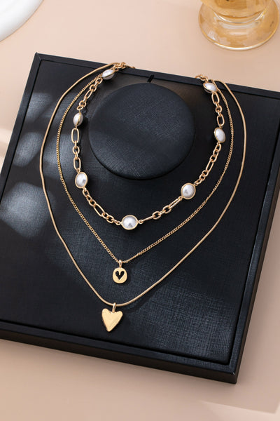 Multi Layered Pearl & Heart Necklace | 80N92694