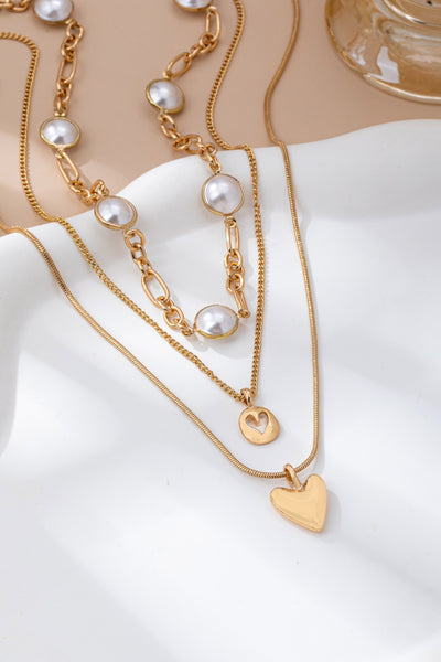 Multi Layered Pearl & Heart Necklace | 80N92694