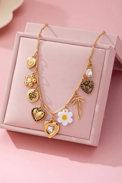CHARM NECKLACE-HEART BOW FLOWER  CROSS CHARM | 80N92692