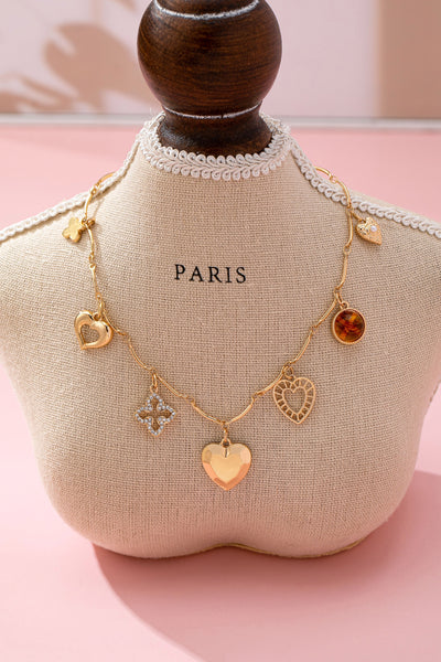CHARM NECKLACE-HEARTS CLOVER STONE | 80N92688