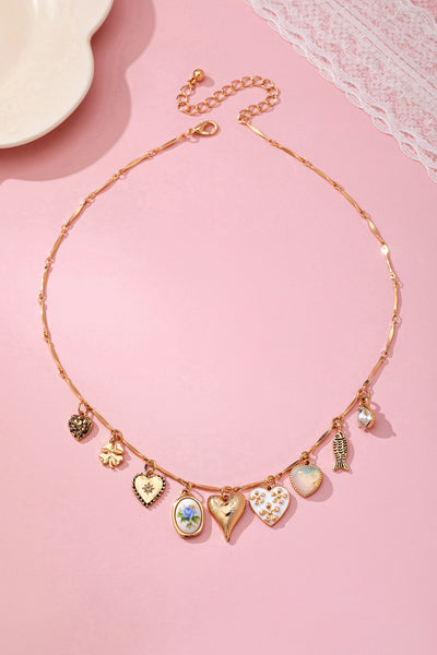 CHARM NECKLACE-HEARTS PORCELAIN FISH RHINESTONE | 80N92690