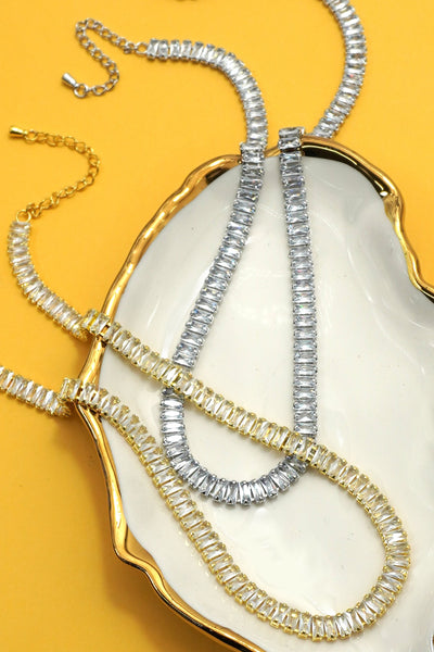 BAGUETTE STONE TENNIS NECKLACE | 40NK9660