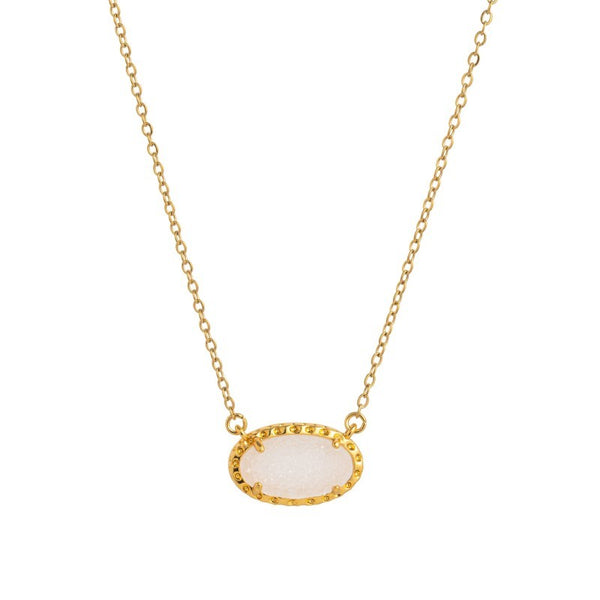 OVAL GEMSTONE CHARM PENDANT NECKLACE | 40NK9661