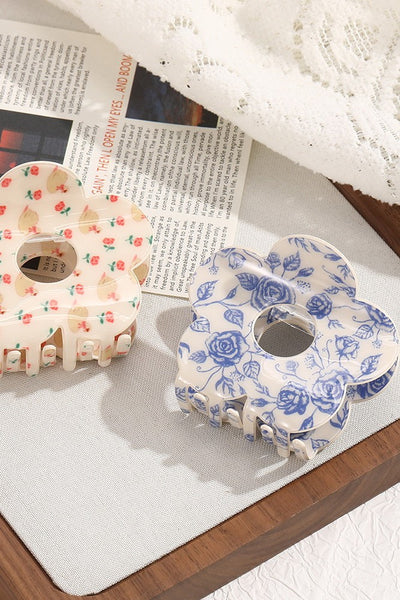 JUMBO FLORAL FLOWER HAIR CLAW CLIPS | 40H1036