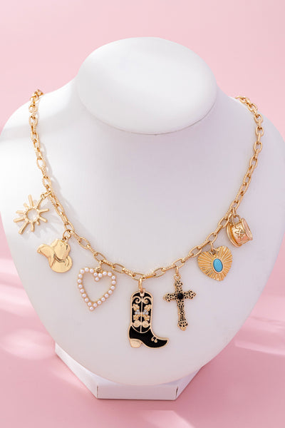 Western Charm Necklace - Boot cross heart | 80N92712