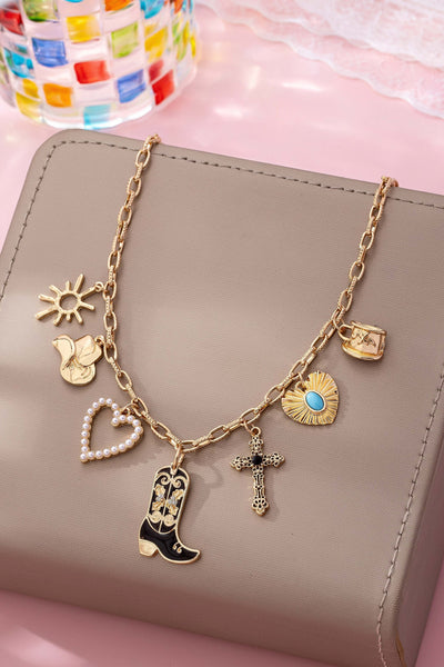 Western Charm Necklace - Boot cross heart | 80N92712