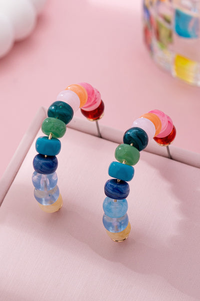 Rainbow Beaded Hoop Earrings | 80E61634