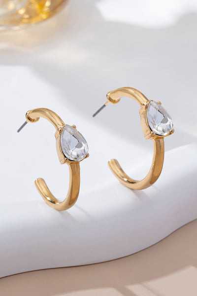 Solitaire Crystal Gold Hoop Earrings | 80E61640