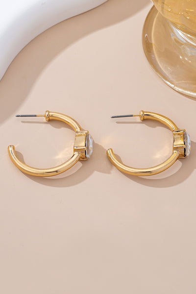 Solitaire Crystal Gold Hoop Earrings | 80E61640
