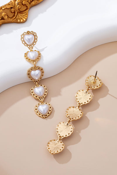 Pearl Heart Cascade Drop Earrings | 80E61658