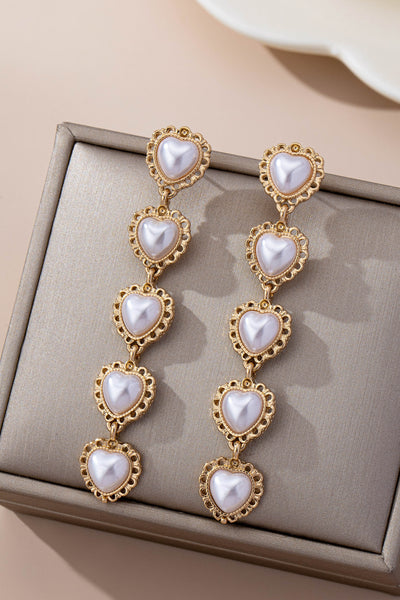 Pearl Heart Cascade Drop Earrings | 80E61658