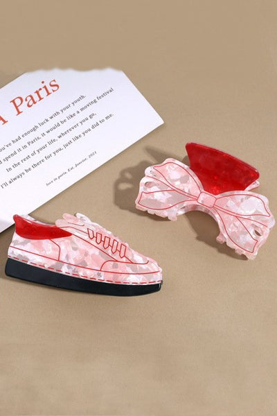 Acetate novelty shoe bow Hair Claw Set | 40H1037