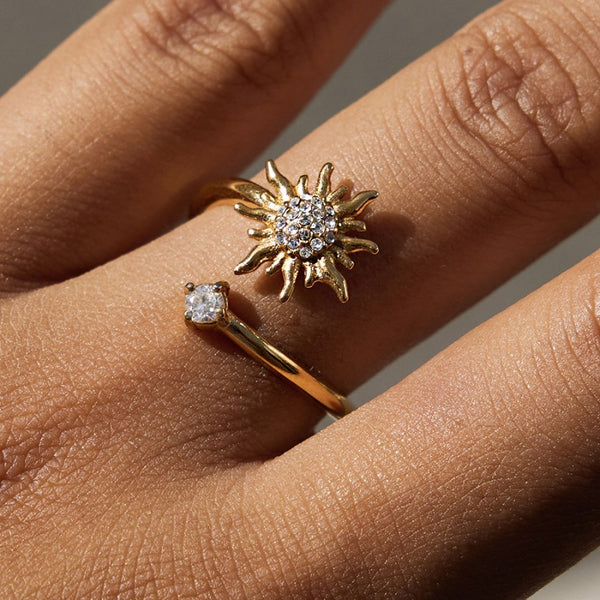 18K STAINLESS STEEL TARNISH FREE FLOWER RING | 40R139