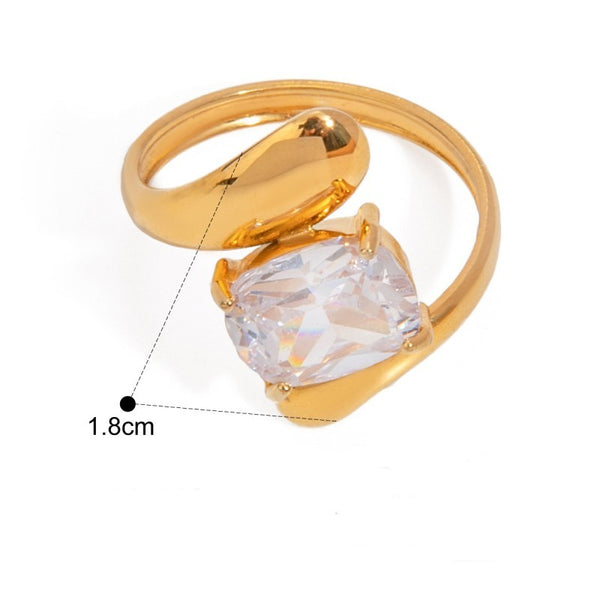 18K STAINLESS STEEL TARNISH FREE RHINESTONE RING | 40R145
