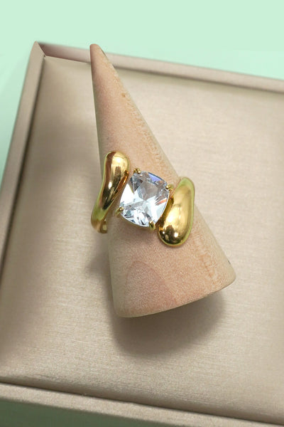 18K STAINLESS STEEL TARNISH FREE RHINESTONE RING | 40R145