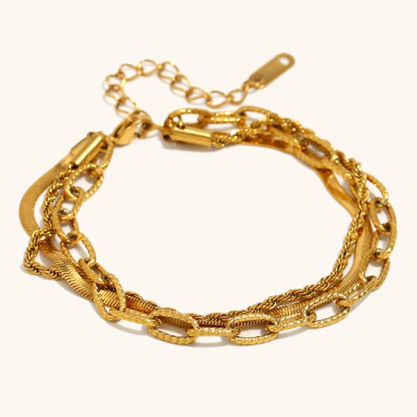 18K STAINLESS STEEL TARNISH FREE LAYERED BRACELET | 40B5225