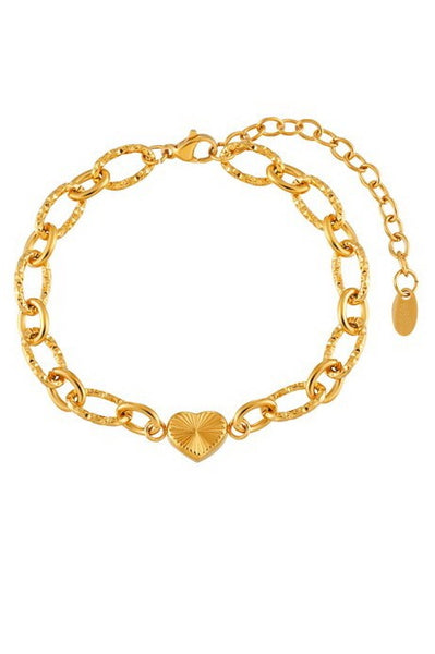 18K STAINLESS STEEL TARNISH FREE HEART BRACELET | 40B5226