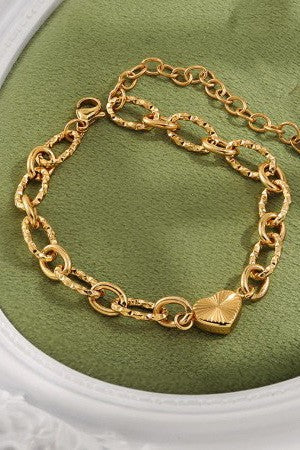 18K STAINLESS STEEL TARNISH FREE HEART BRACELET | 40B5226