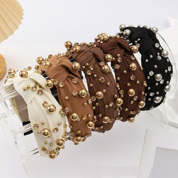 Multi Gold Ball  Rhinestone Knot Headband | 40HB191