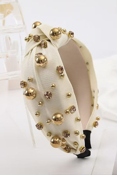 Multi Gold Ball  Rhinestone Knot Headband | 40HB191