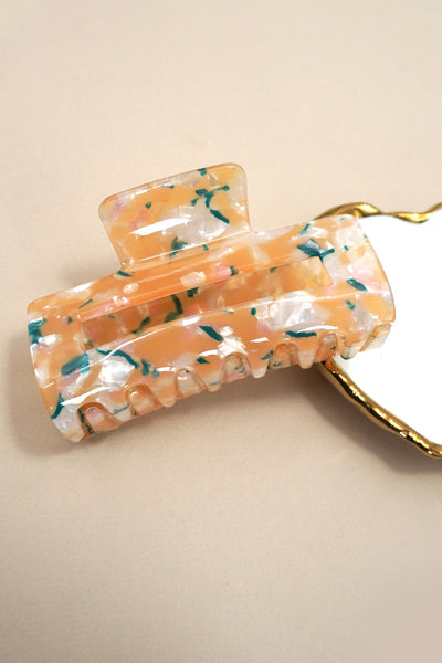 Marbled Acetate Rectangle Hair Claw Clips | 40H1041