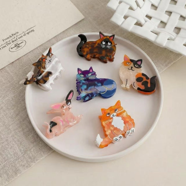 Whimsical Cat Shaped Hair Claw Clips | 40H1227