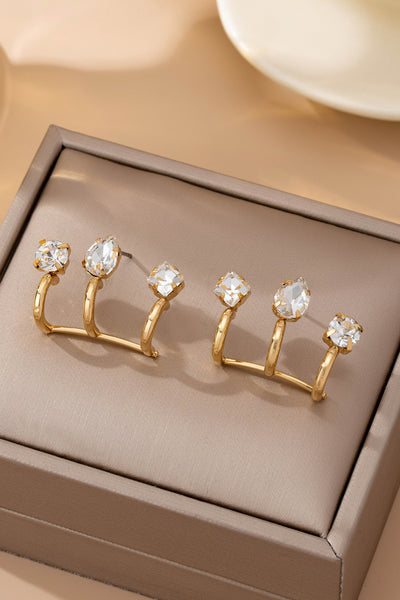 Gold-Tone Double Crystal Ear Jacket Earrings | 80E61706