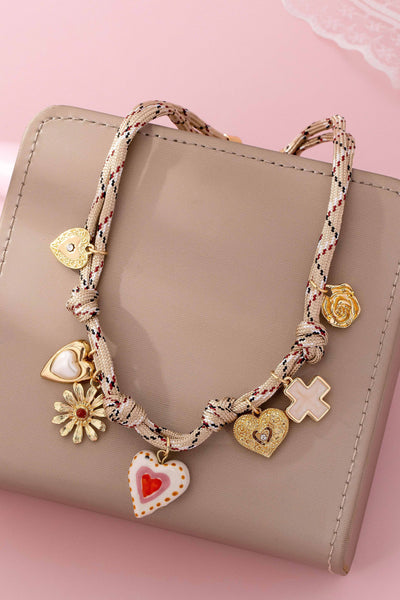 Ivory & Red cord Multi-Charm Boho Necklace | 80N92742