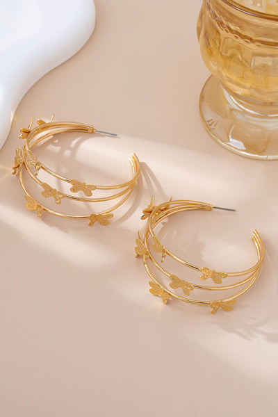 Gold-Tone Triple Butterfly Hoop Earrings | 80E61577