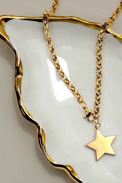 18K STAINLESS STEEL TARNISH FREE STAR NECKLACE | 40NK9667