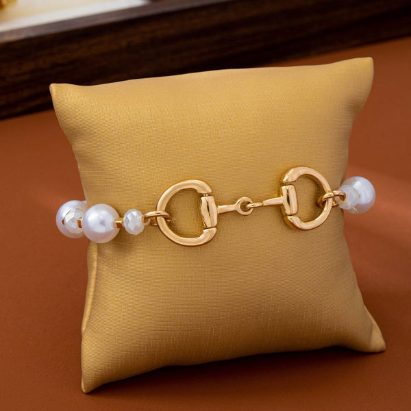 Horsebit Pearl & Faceted Bead Stretch Bracelet | 80B1957