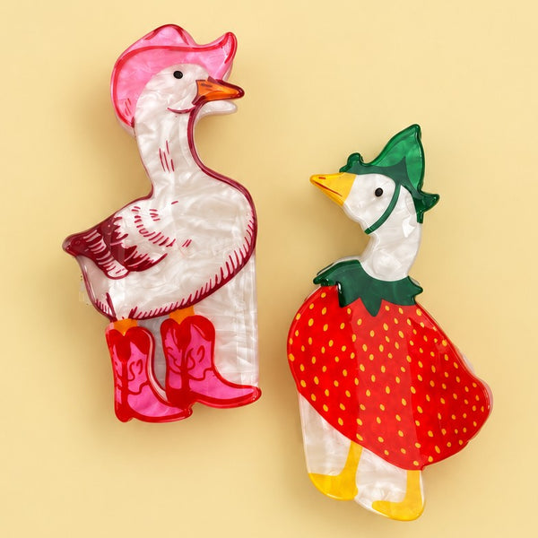 Whimsical Dressed Goose Hair Claw Clips | 40H1251