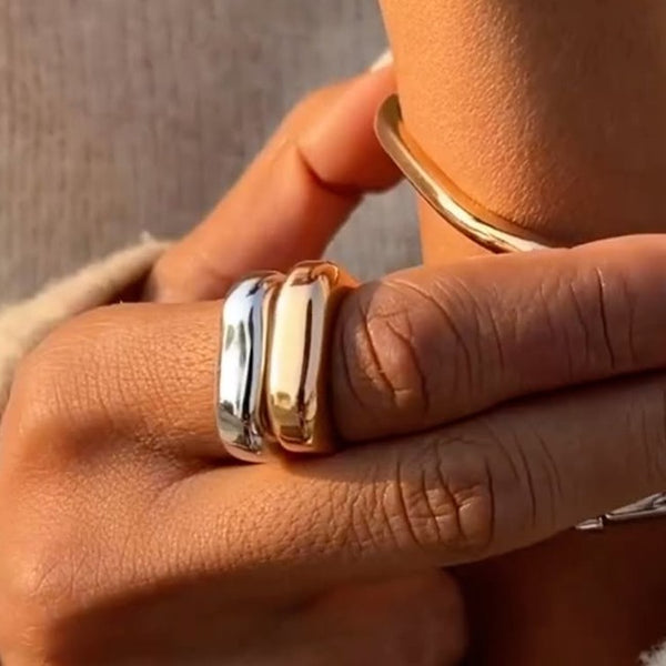 18K STAINLESS STEEL TARNISH FREE  GEOMETRIC RINGS | 40R147