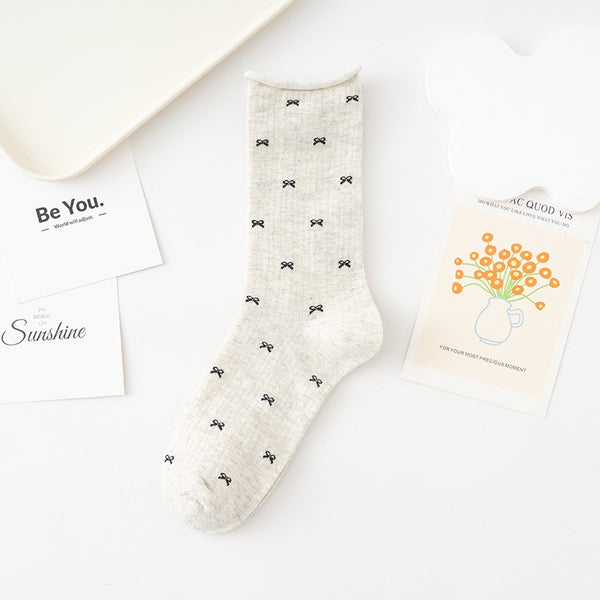 BOW MID CALF LENGTH SOCKS | 40S02078