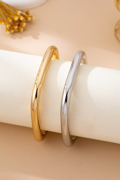 Two-Tone Chunky Tube Bangle Set | 80B1600