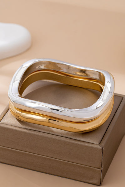Two-Tone Waivy Tube Bangle Duo | 80B1587