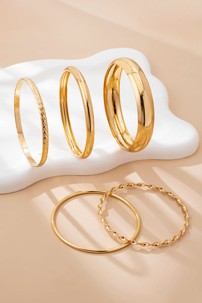 Gold Textured Bangle Stack Set | 80B1601