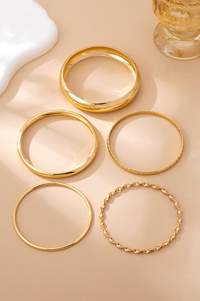 Gold Textured Bangle Stack Set | 80B1601