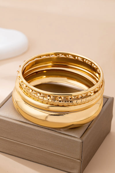 Gold Textured Bangle Stack Set | 80B1601