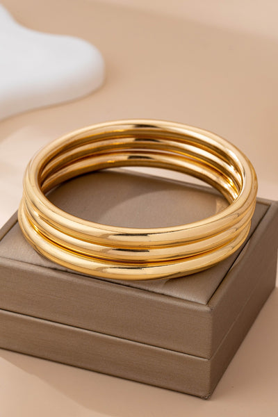 Chunky Triple Tube Bangle Set | 80B1604