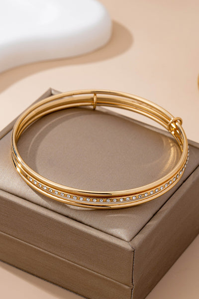 Gold & silver bangles with crystal row Bracelet | 80B1610