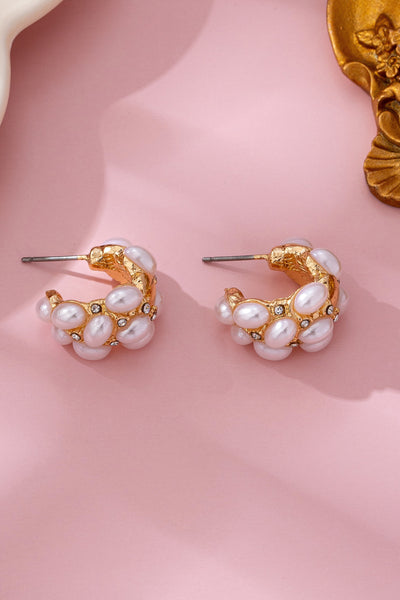 Pearl Cluster Half-Hoop Stud Earrings | 80E61733
