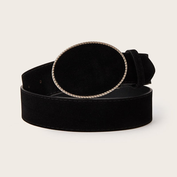 Western Oval Buckle Faux Leather & Leopard Belt | 40BT660
